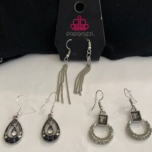 Paparazzi Elegant Silver and Black Earring Set